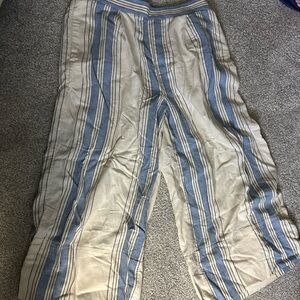 Banana Republic Blue and Cream Striped Pants